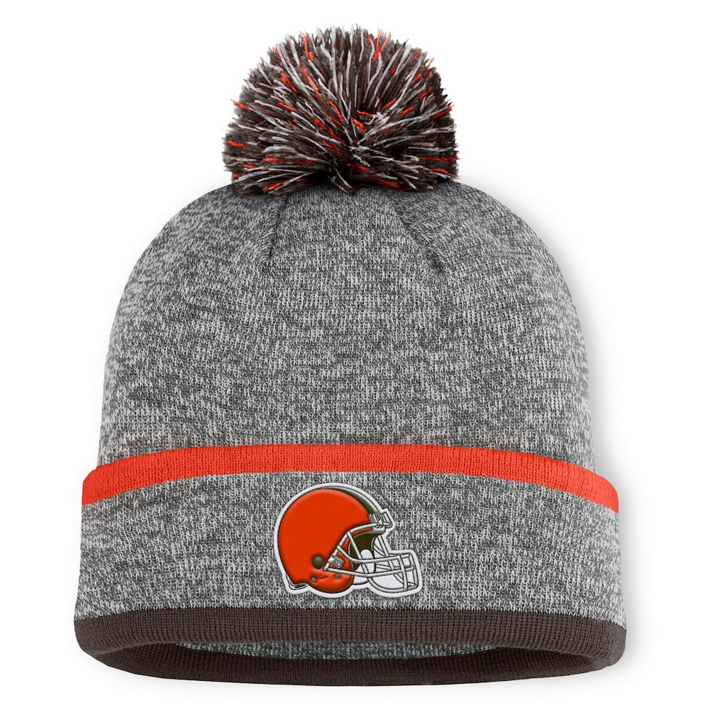 Cleveland Browns Motion Cuffed Knit Hat with Pom - Heather Gray Hats