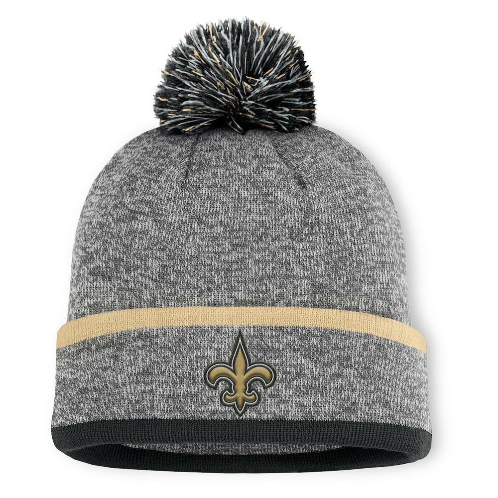 New Orleans Saints Motion Cuffed Knit Hat with Pom - Heather Gray Hats