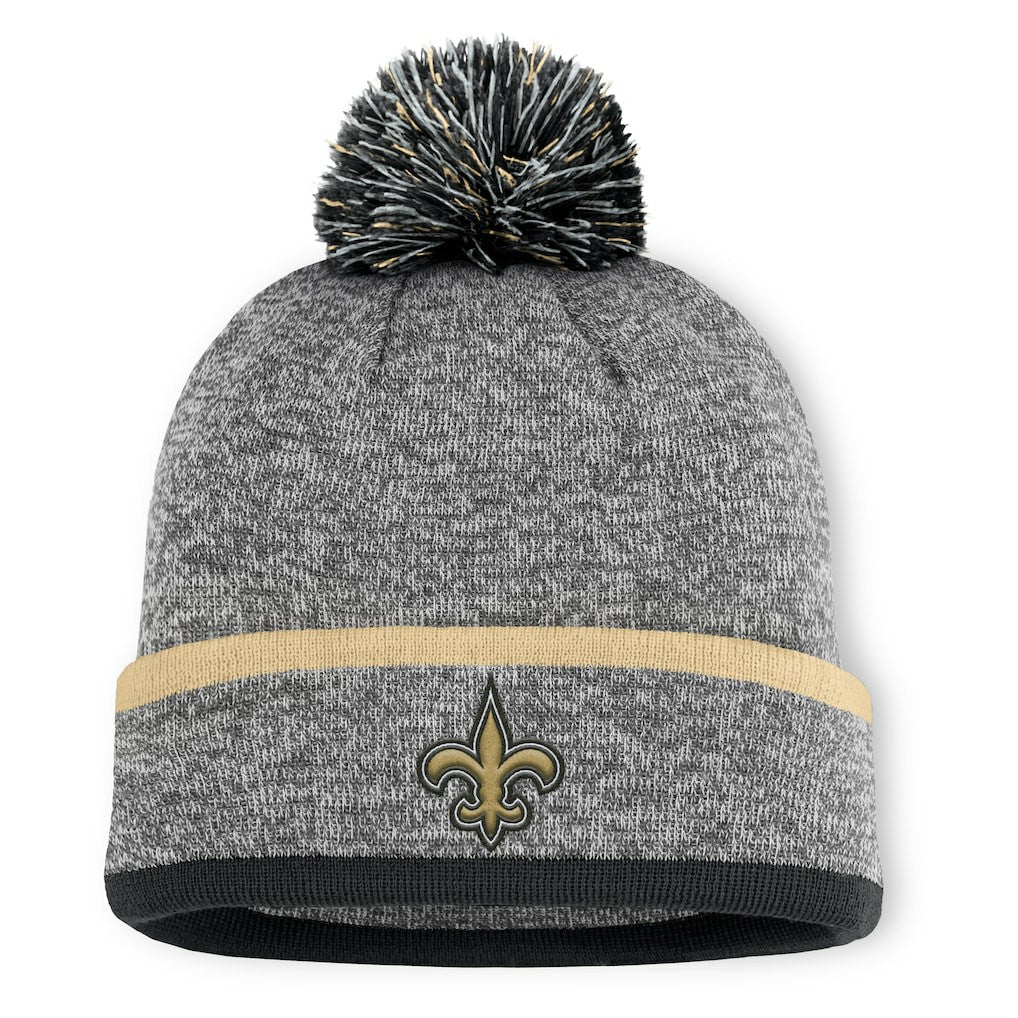 New Orleans Saints Motion Cuffed Knit Hat with Pom - Heather Gray Hats
