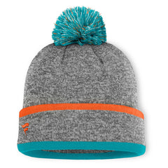Miami Dolphins Motion Cuffed Knit Hat with Pom - Heather Gray Hats