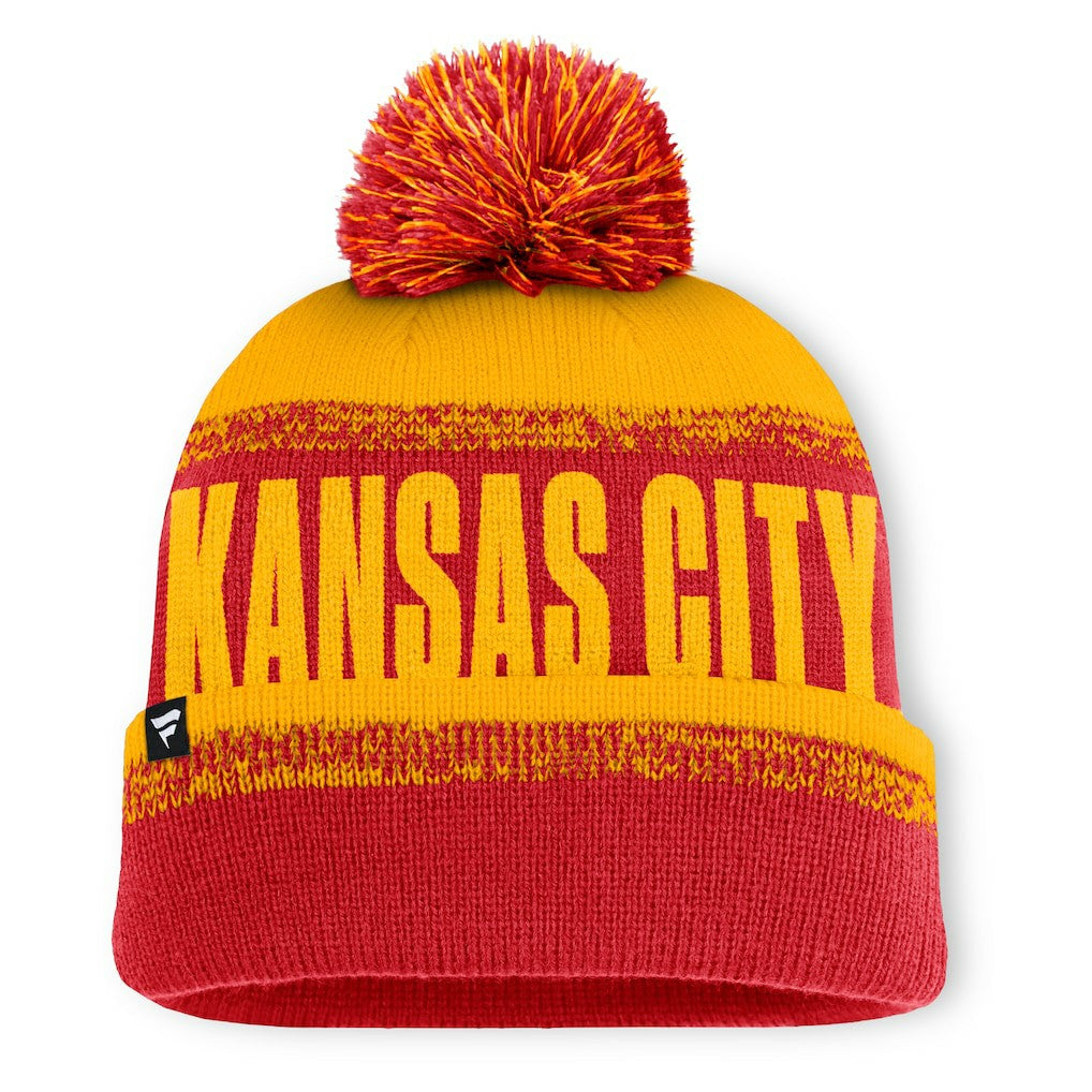 Kansas City Chiefs Play Action Cuffed Knit Hat with Pom - Red/Gold Hats