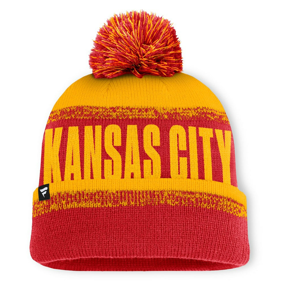 Kansas City Chiefs Play Action Cuffed Knit Hat with Pom - Red/Gold Hats