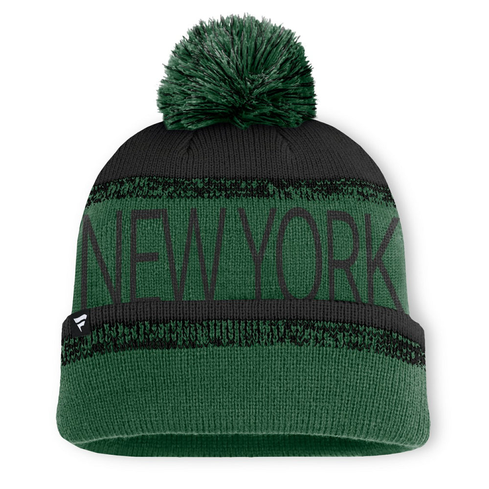 New York Jets Play Action Cuffed Knit Hat with Pom - Green/Black Hats