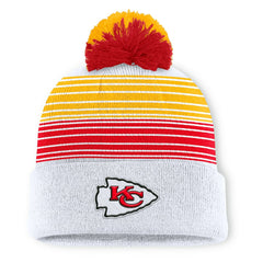 Kansas City Chiefs Ghost Cuffed Knit Hat with Pom - White Hats