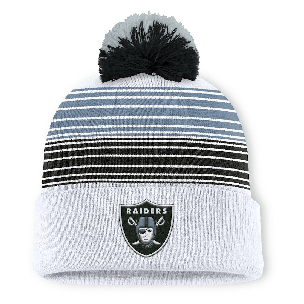 Las Vegas Raiders Ghost Cuffed Knit Hat with Pom - White Hats