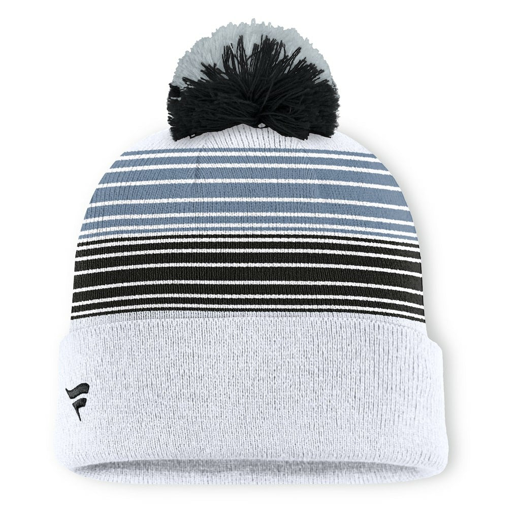 Las Vegas Raiders Ghost Cuffed Knit Hat with Pom - White Hats