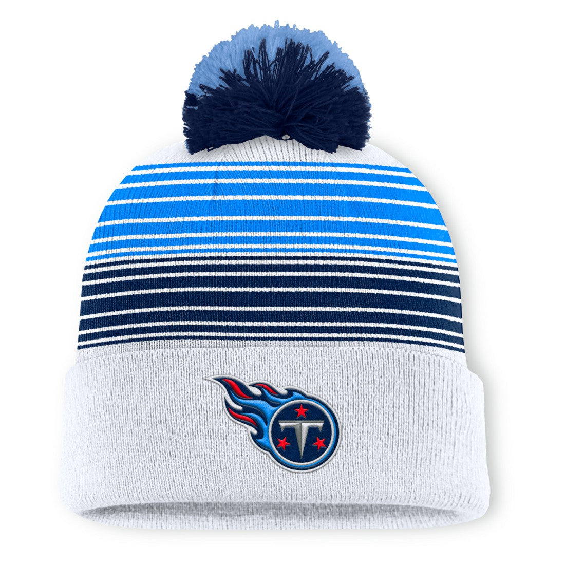 Tennessee Titans Ghost Cuffed Knit Hat with Pom - White Hats