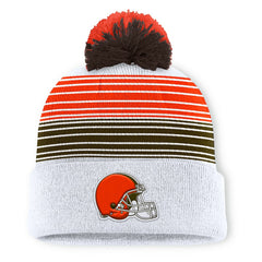 Cleveland Browns Ghost Cuffed Knit Hat with Pom - White Hats