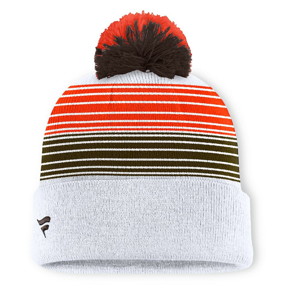Cleveland Browns Ghost Cuffed Knit Hat with Pom - White Hats