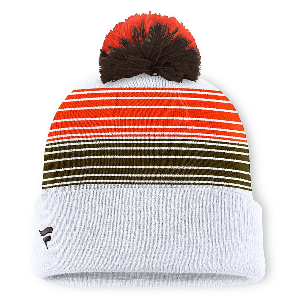 Cleveland Browns Ghost Cuffed Knit Hat with Pom - White Hats