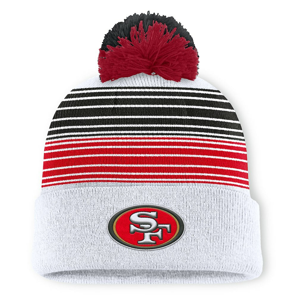 San Francisco 49ers Ghost Cuffed Knit Hat with Pom - White Hats