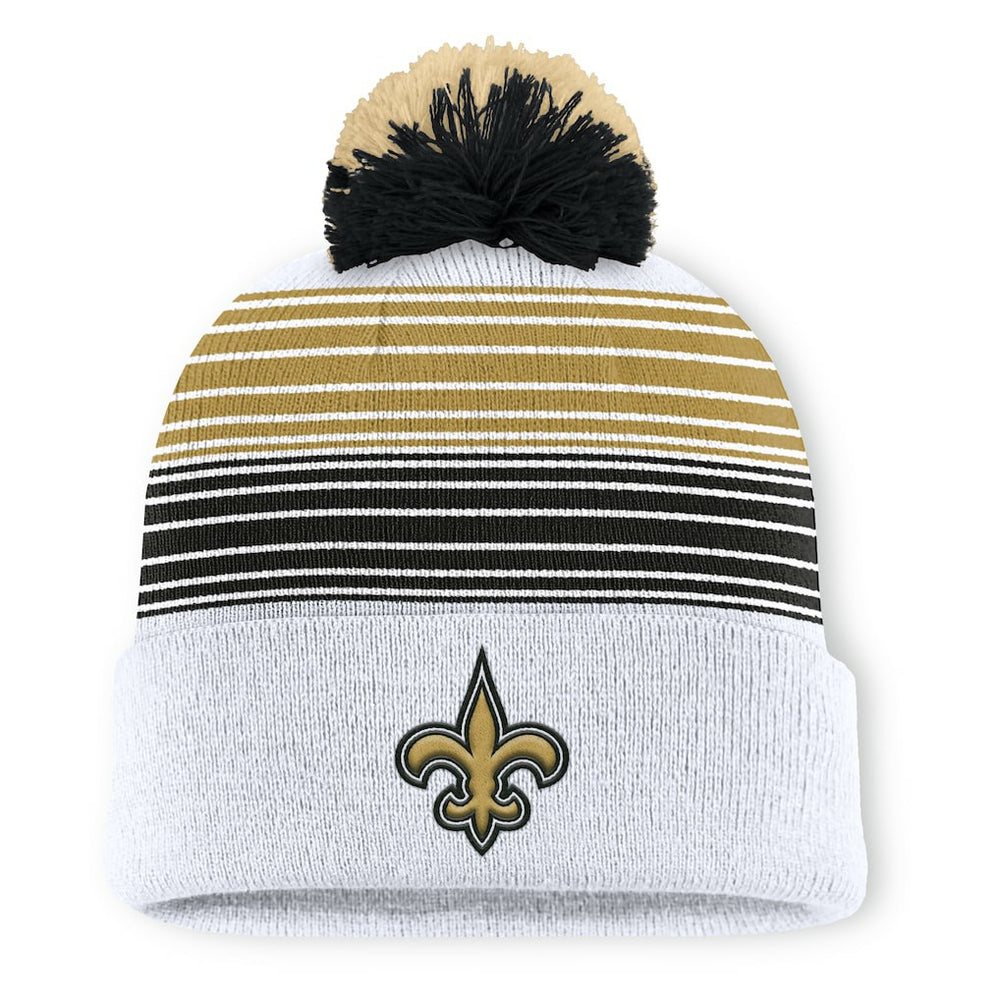 New Orleans Saints Ghost Cuffed Knit Hat with Pom - White Hats