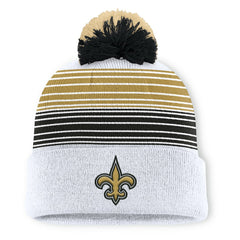 New Orleans Saints Ghost Cuffed Knit Hat with Pom - White Hats