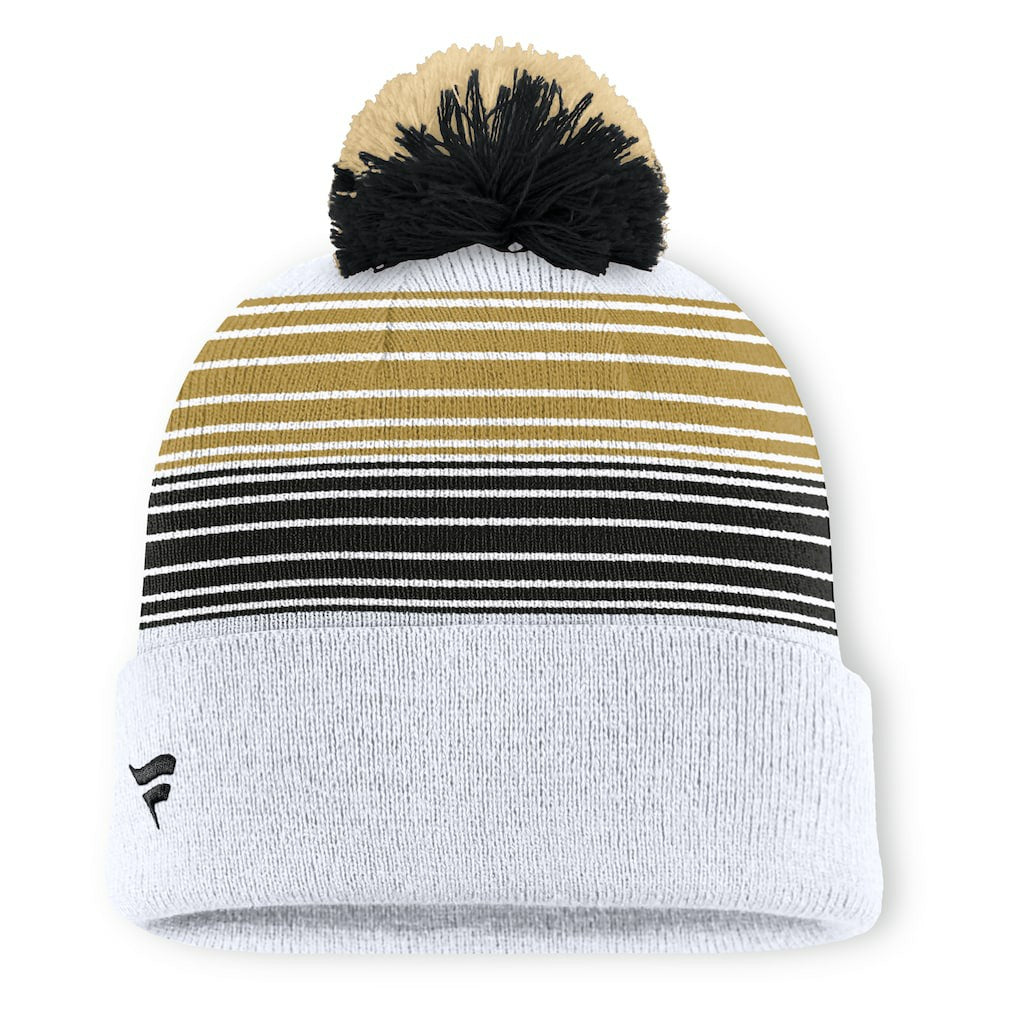 New Orleans Saints Ghost Cuffed Knit Hat with Pom - White Hats
