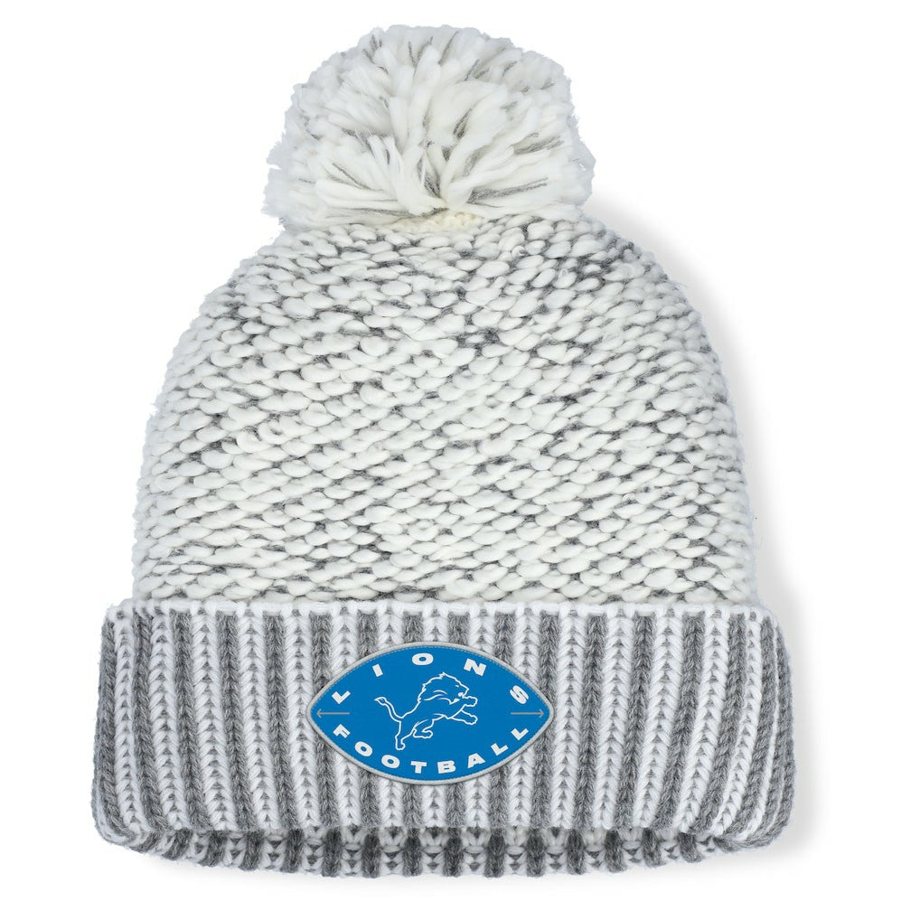 Detroit Lions Women's Pro Set Cuffed Knit Hat with Pom - Heather Gray Hats