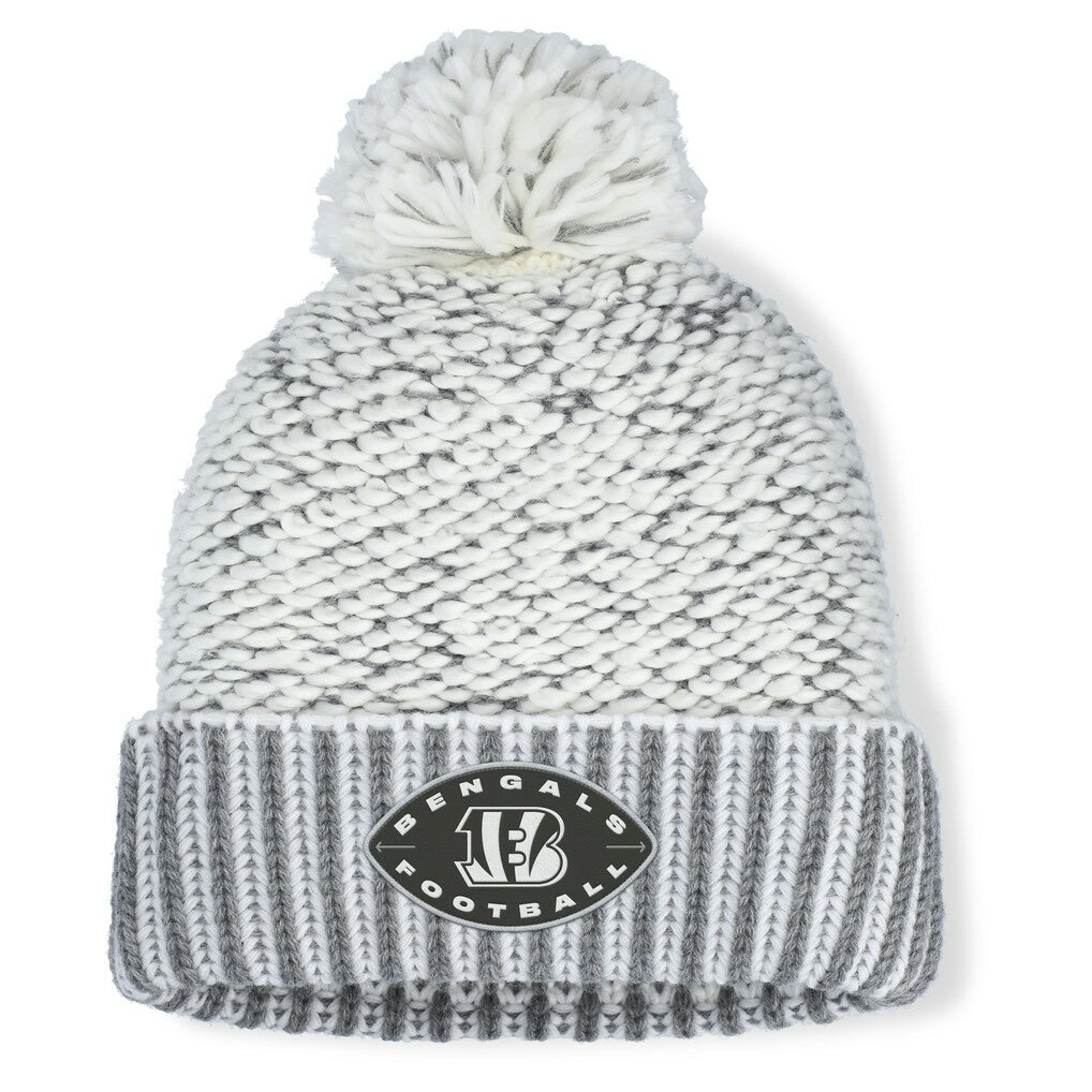 Cincinnati Bengals Women's Pro Set Cuffed Knit Hat with Pom - Heather Gray Hats