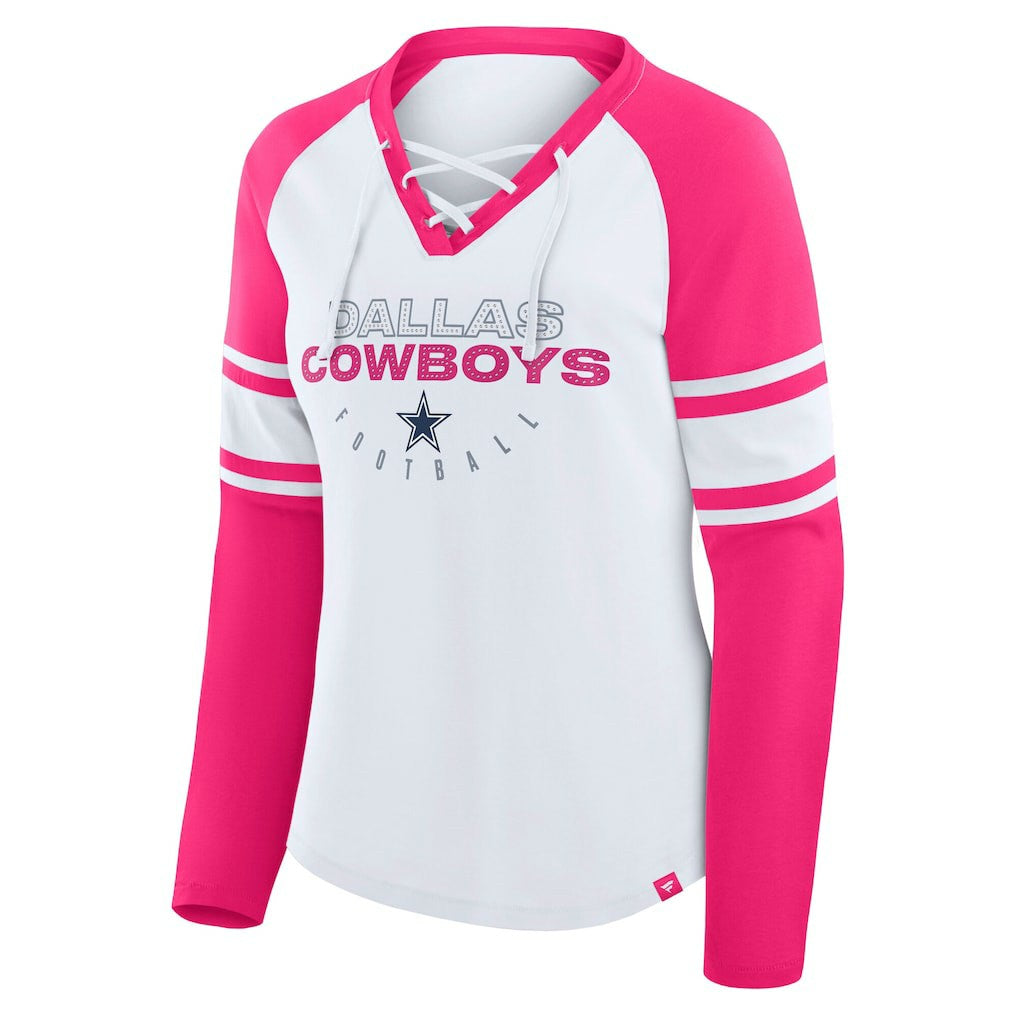 Dallas Cowboys Women's White/Pink NFL Womens Redzone Bling Lace Up LST -
