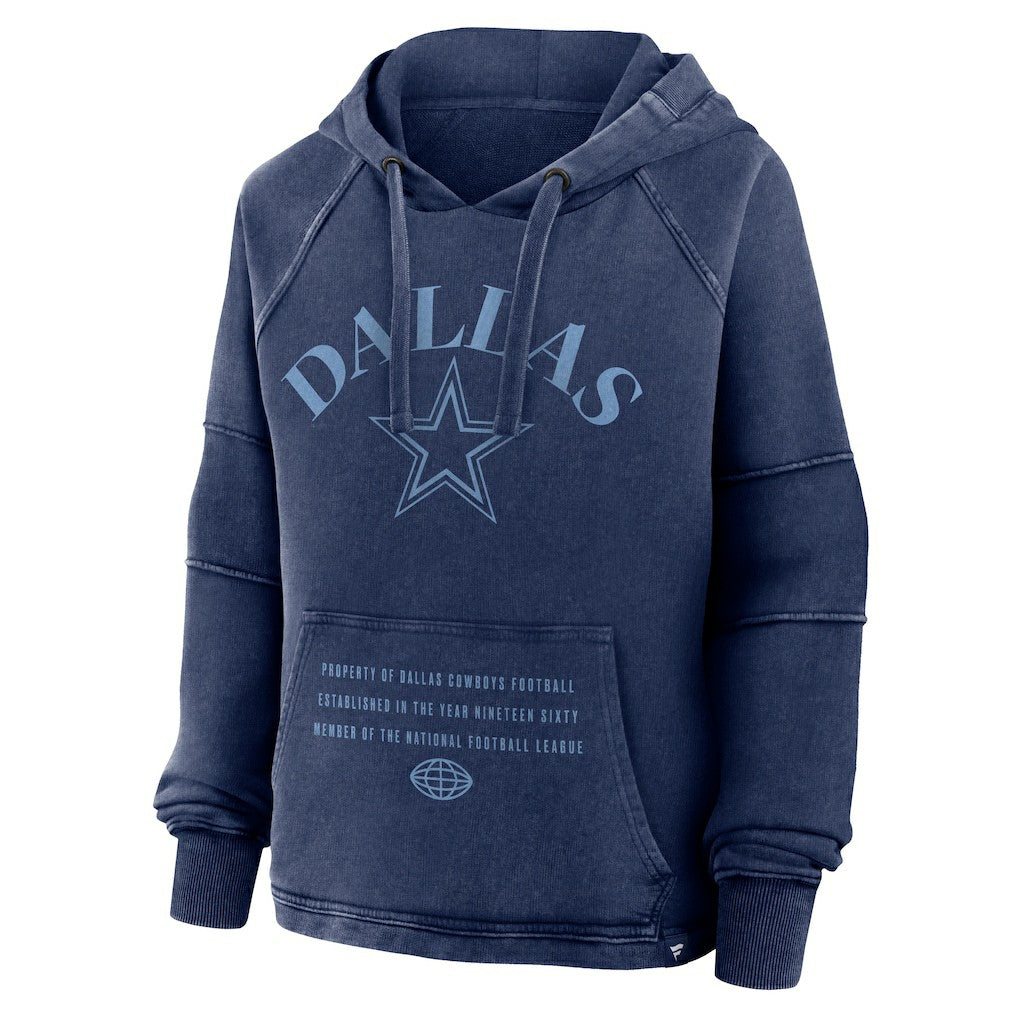 Dallas Cowboys Women's Oversized Raglan Gridiron Hoodie - Navy Hoodies