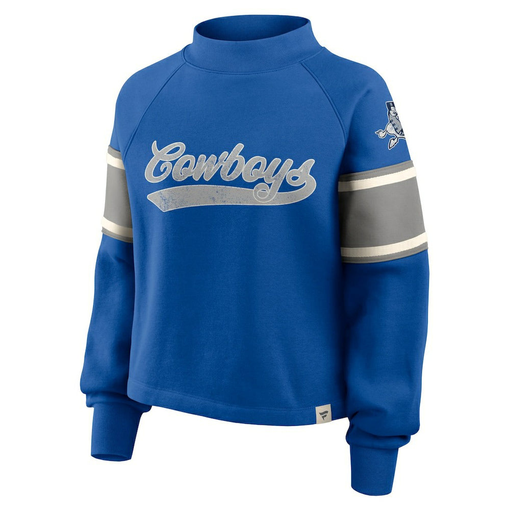 Dallas Cowboys Oversized Hometown Toss Sweep Mock Neck Pullover - Royal Pullover