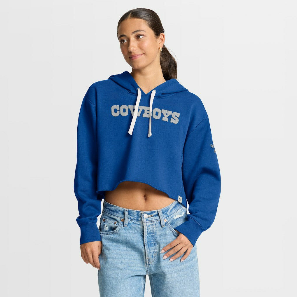 Dallas Cowboys Women's Oversized Hometown Heritage Cropped Hoodie - Royal Hoodies