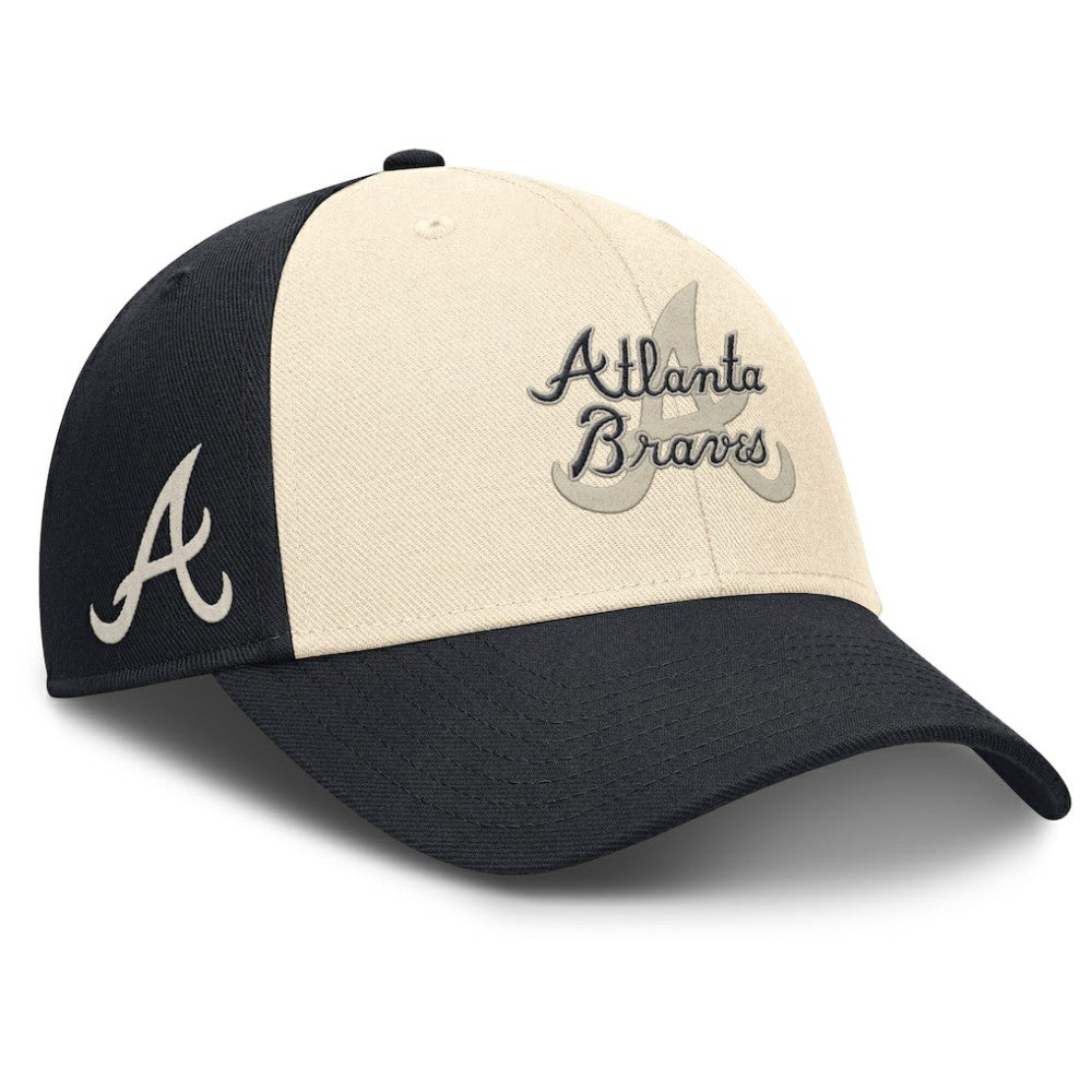 Atlanta Braves Nike Statement Club Performance Adjustable Hat - Navy/Natural Hats