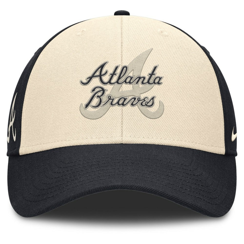 Atlanta Braves Nike Statement Club Performance Adjustable Hat - Navy/Natural Hats