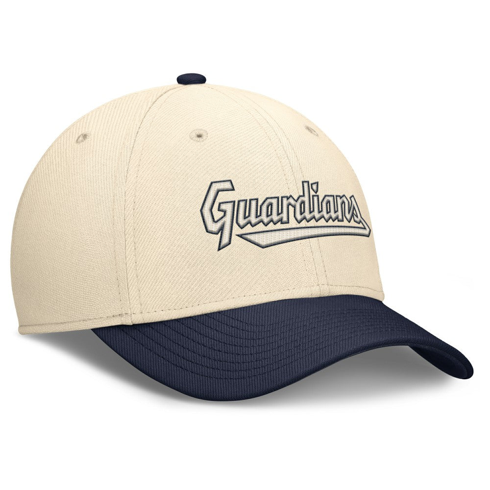 Cleveland Guardians Nike Statement Rise Performance Flex Hat - Natural/Navy Hats