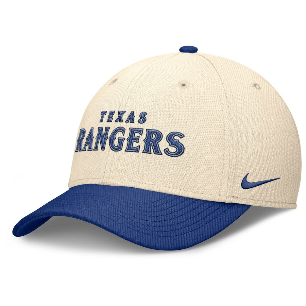 Texas Rangers Nike Statement Rise Performance Flex Hat - Natural/Royal Hats