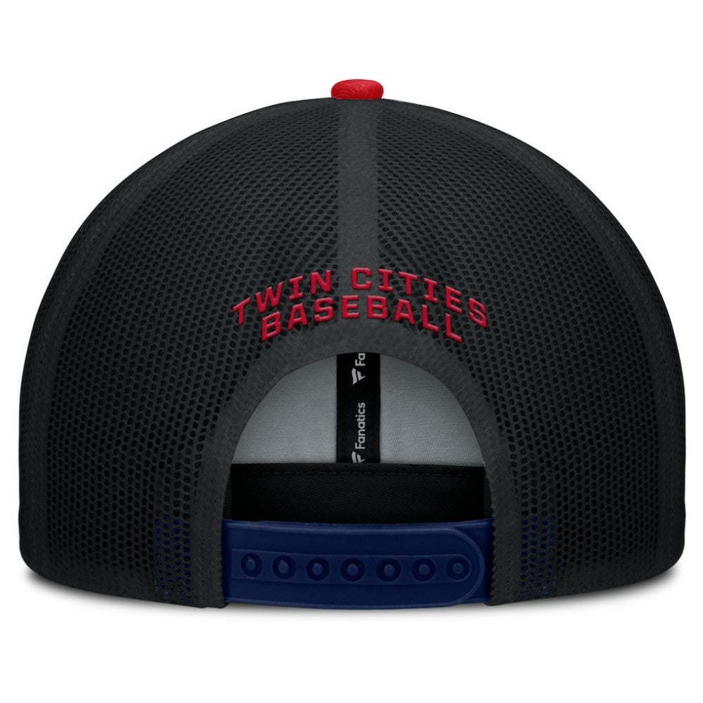 Minnesota Twins Fanatics Cutoff Adjustable Trucker Hat - Navy/Red Hats