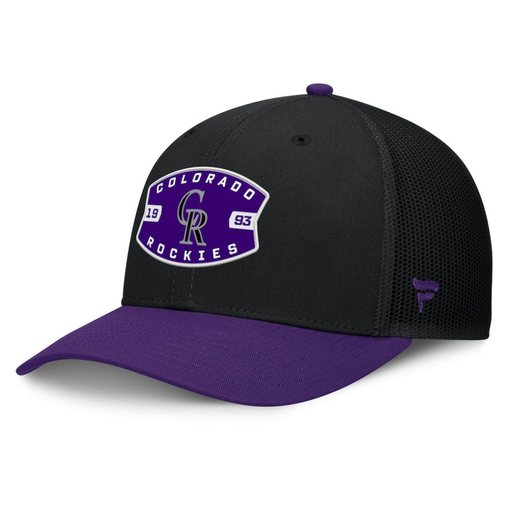 Colorado Rockies Fanatics Cutoff Adjustable Trucker Hat - Black/Purple Hats