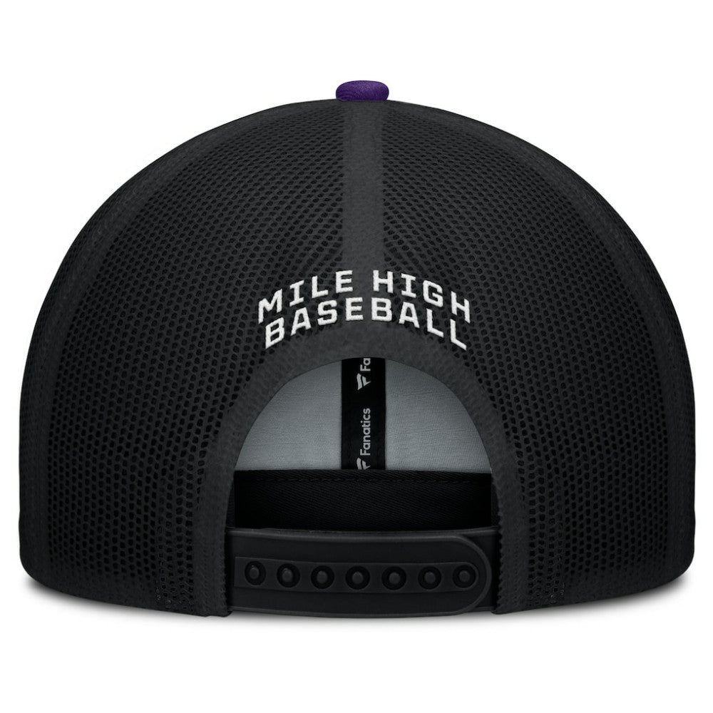 Colorado Rockies Fanatics Cutoff Adjustable Trucker Hat - Black/Purple Hats