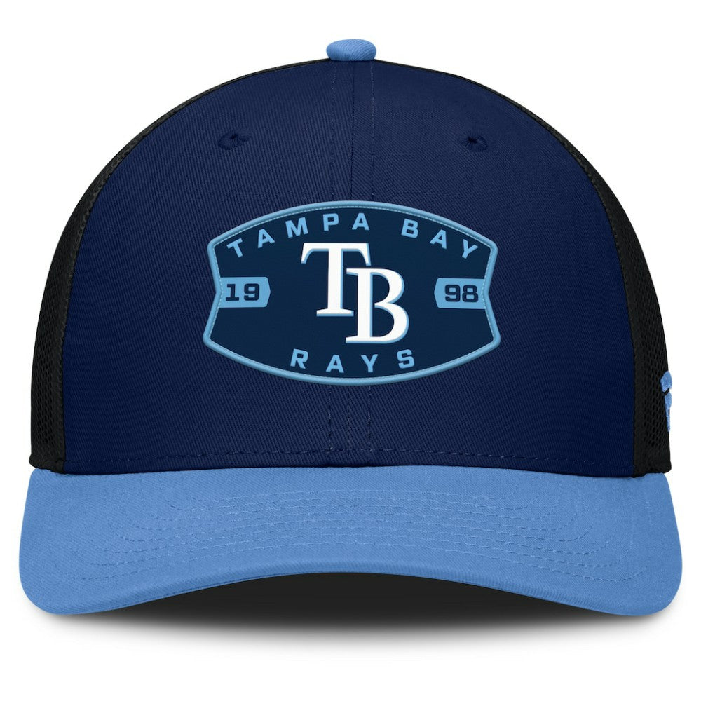Tampa Bay Rays Fanatics Cutoff Adjustable Trucker Hat - Navy/Light Blue Hats