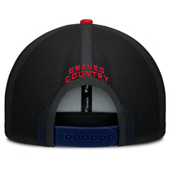 Atlanta Braves Fanatics Cutoff Adjustable Trucker Hat - Navy/Red Hats