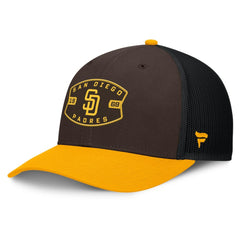 San Diego Padres Fanatics Cutoff Adjustable Trucker Hat - Brown/Gold Hats