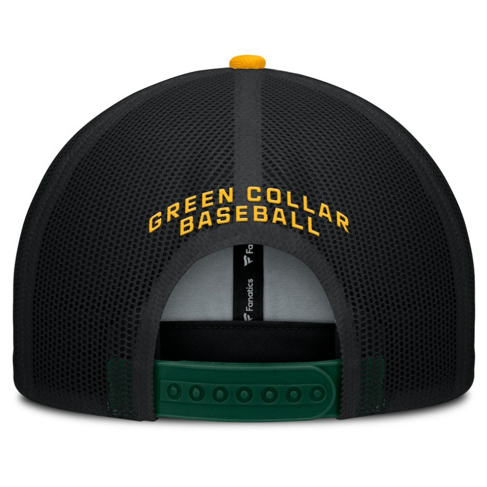 Athletics Fanatics Cutoff Adjustable Trucker Hat - Green/Gold Hats