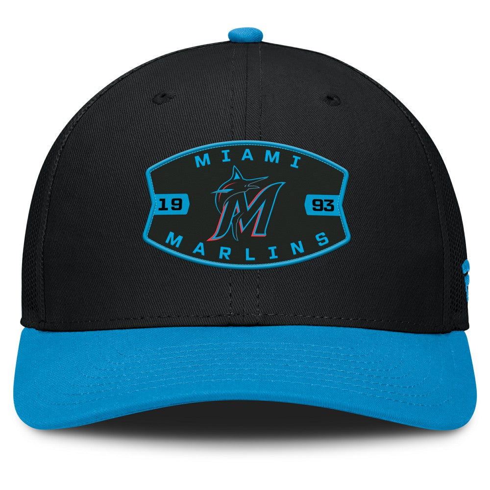 Miami Marlins Fanatics Cutoff Adjustable Trucker Hat - Black/Blue Hats