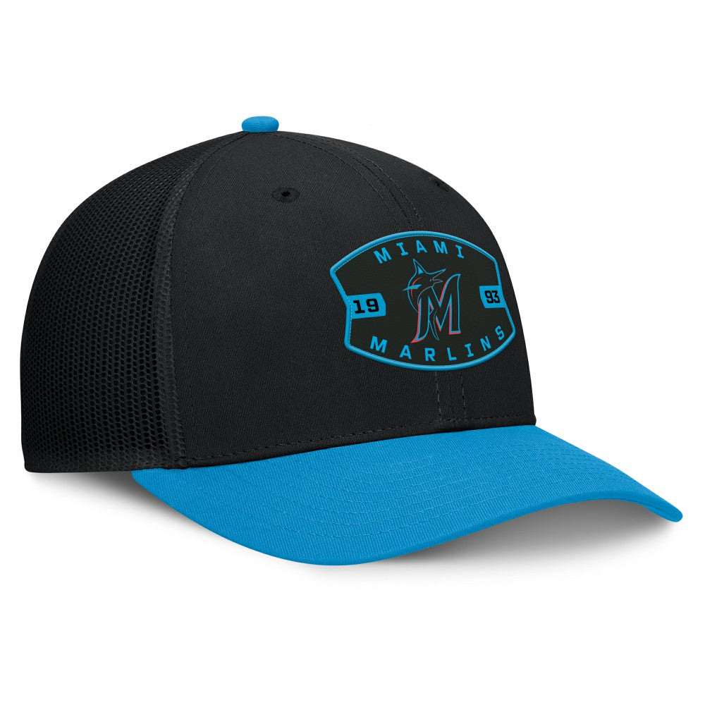 Miami Marlins Fanatics Cutoff Adjustable Trucker Hat - Black/Blue Hats