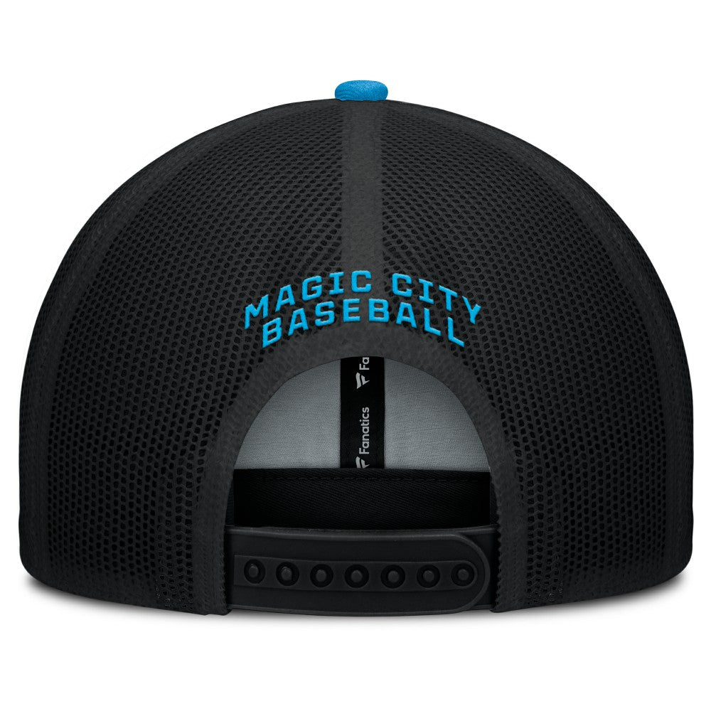 Miami Marlins Fanatics Cutoff Adjustable Trucker Hat - Black/Blue Hats