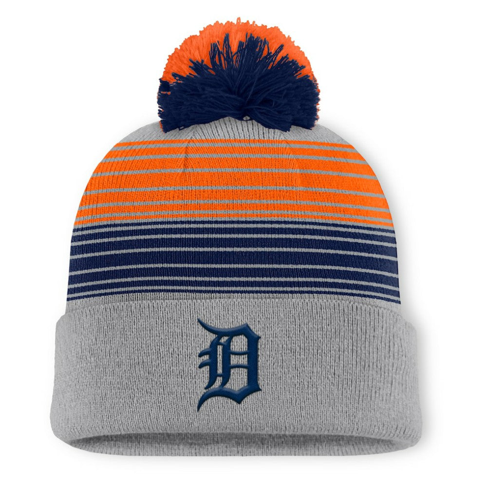 Detroit Tigers Fanatics Balk Cuffed Knit Hat with Pom - Gray Hats