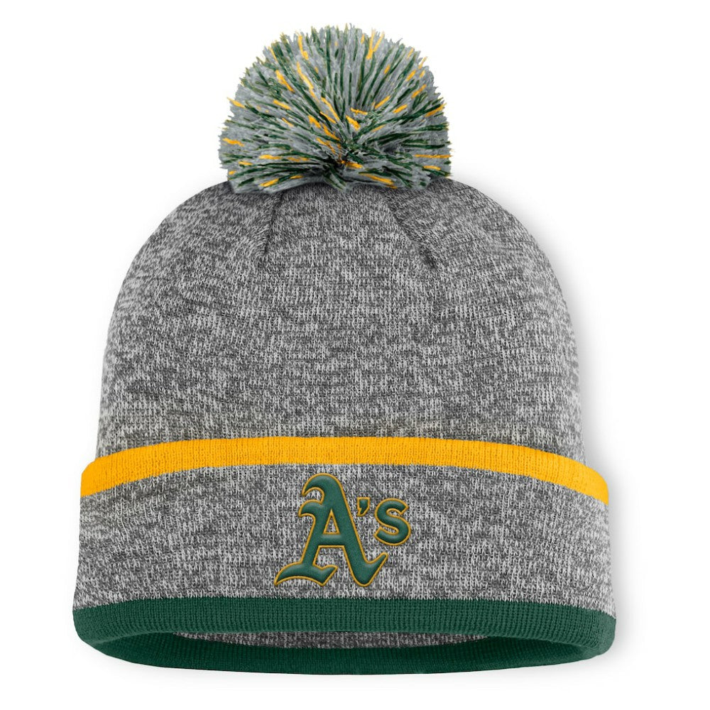 Athletics Fanatics Backstop Cuffed Knit Hat with Pom - Heather Gray Hats