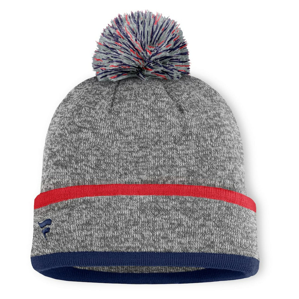 Boston Red Sox Fanatics Backstop Cuffed Knit Hat with Pom - Heather Gray Hats