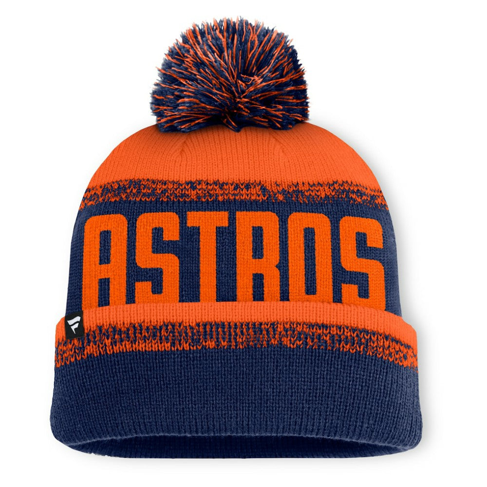 Houston Astros Fanatics No-Doubter Cuffed Knit Hat with Pom - Navy/Orange Hats