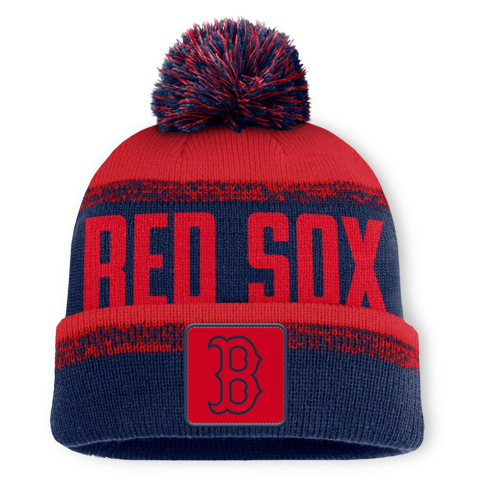 Boston Red Sox Fanatics No-Doubter Cuffed Knit Hat with Pom - Navy/Red Hats