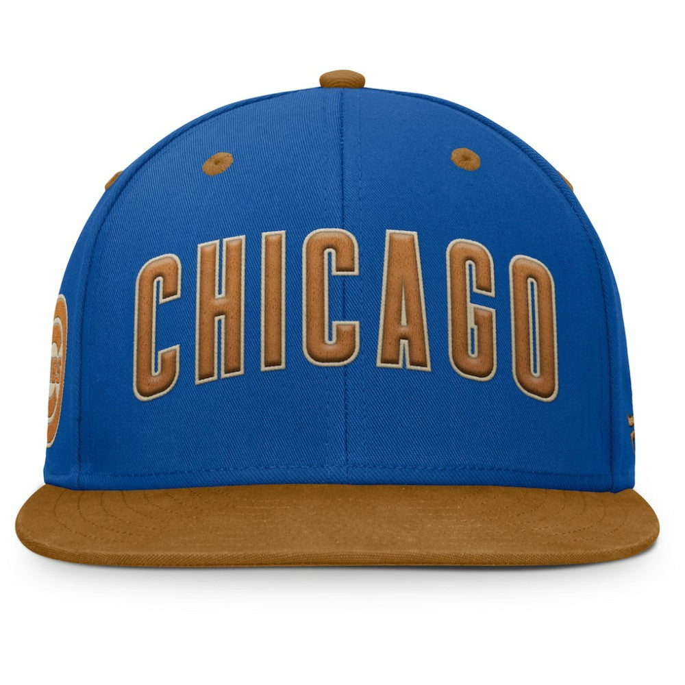 Chicago Cubs Fanatics Splinter Fitted Hat - Royal/Tan Hats