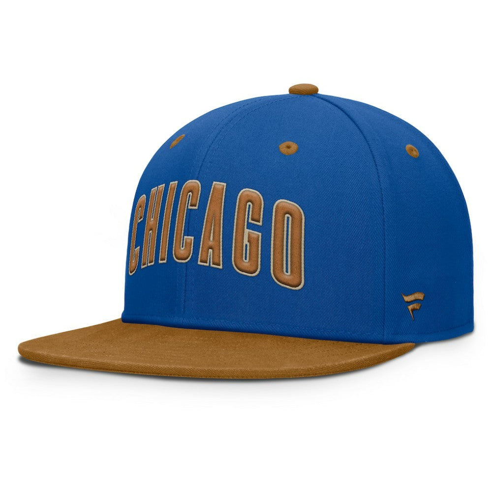 Chicago Cubs Fanatics Splinter Fitted Hat - Royal/Tan Hats