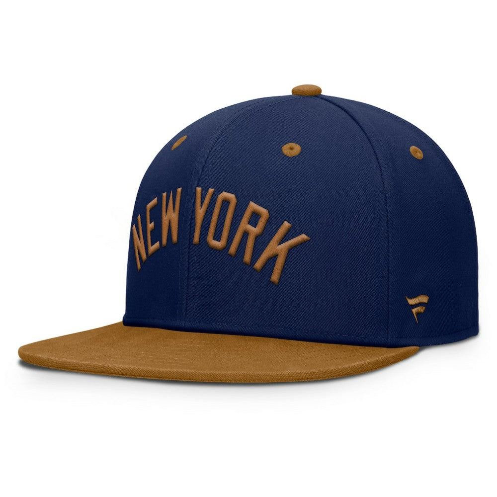New York Yankees Fanatics Splinter Fitted Hat - Navy/Tan Hats