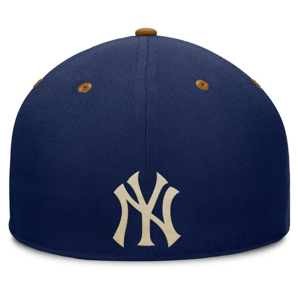 New York Yankees Fanatics Splinter Fitted Hat - Navy/Tan Hats