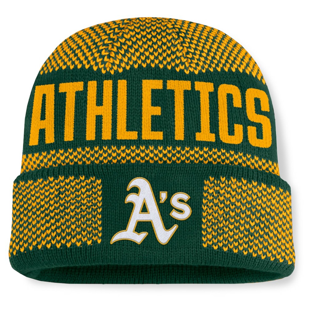 Athletics Fanatics Rotation Cuffed Knit Hat - Green Hats
