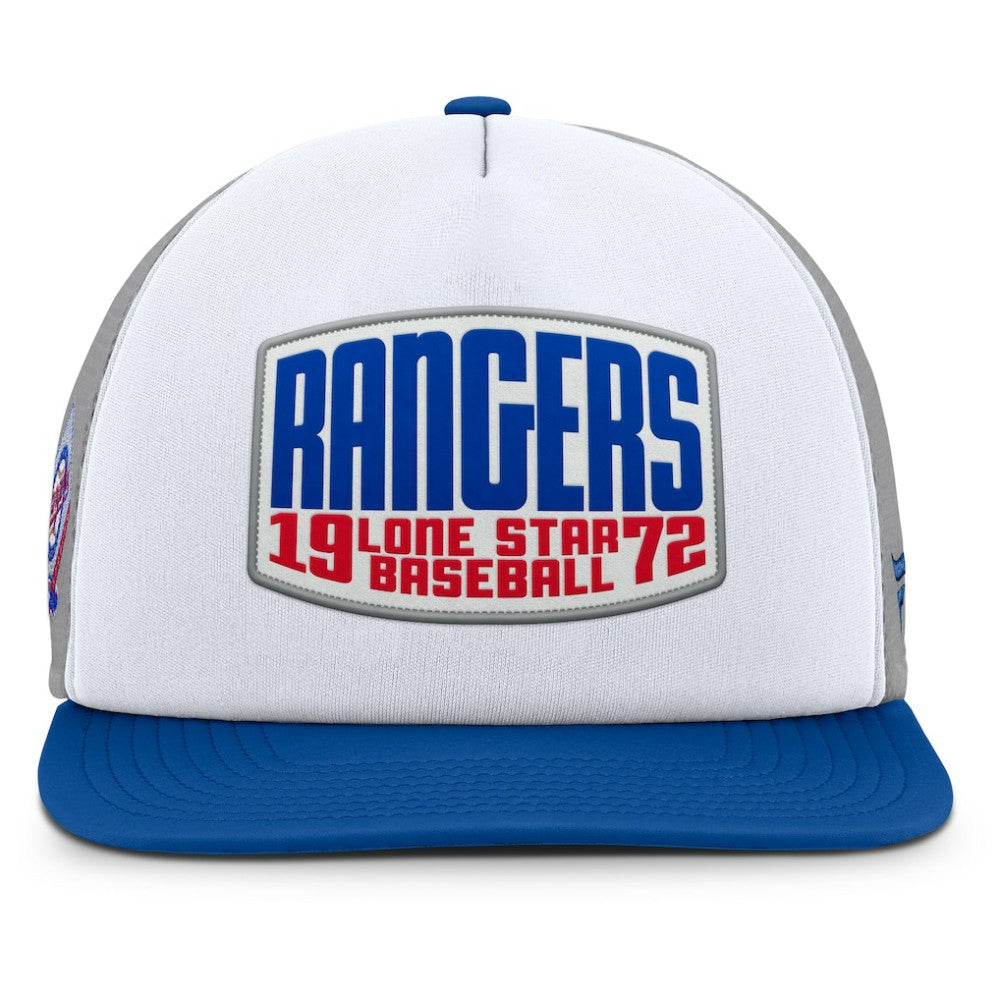 Texas Rangers Fanatics Cranked Foam Front Patch Trucker Adjustable Hat - Gray/White Hats