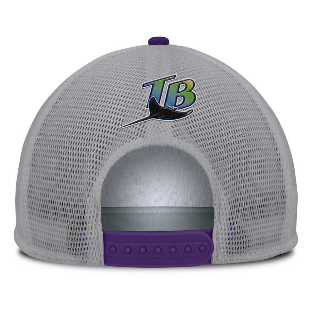 Tampa Bay Rays Fanatics Cranked Foam Front Patch Trucker Adjustable Hat - Gray/White Hats